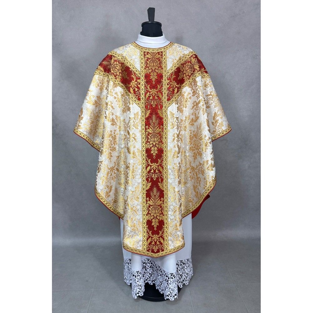 Ornat semi-gotycki bogato zdobiony - tkanina brokatowa (1K) - Ornaty Semi Gotyckie - zdjęcie 2 - Ornat semi-gotycki bogato zdobiony - tkanina brokatowa (1K)