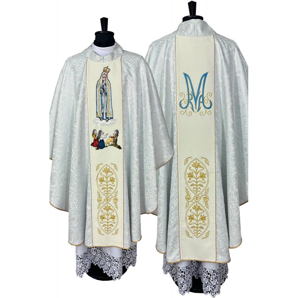 Ornat Maryjny MB Fatimska - tkanina brokat (1K) - Ornaty Maryjne - Nowość