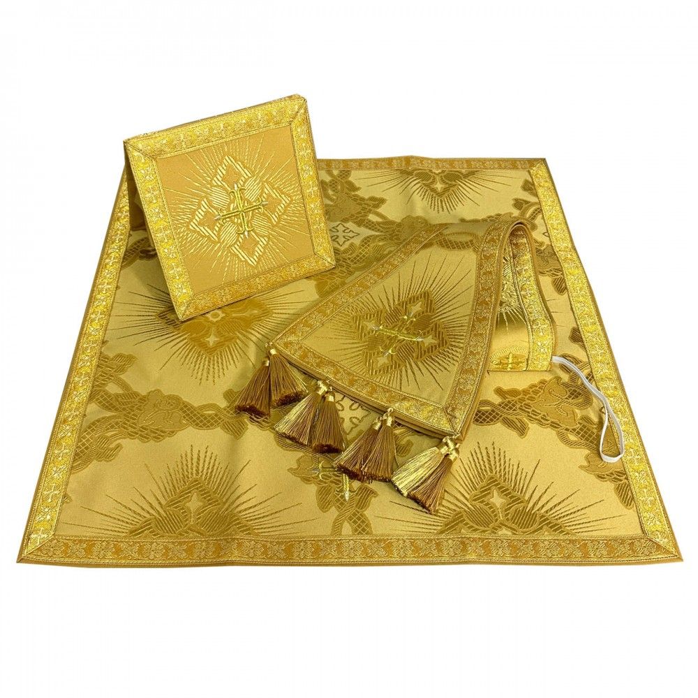 Ornat rzymski haftowany Matka Boża z dzieciątkiem - bursa, welon, stuła (1K) - Ornaty rzymskie - zdjęcie 2 - Ornat rzymski haftowany Matka Boża z dzieciątkiem - bursa, welon, stuła (1K)