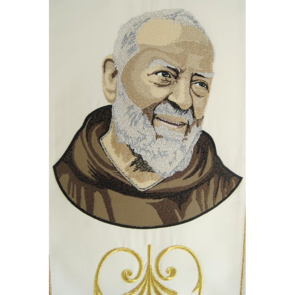 Stuła haftowana św. Ojciec Pio - kolor fioletowy (2K) - Z POSTACIAMI - zdjęcie 2 - Stuła haftowana św. Ojciec Pio - kolor fioletowy (2K)