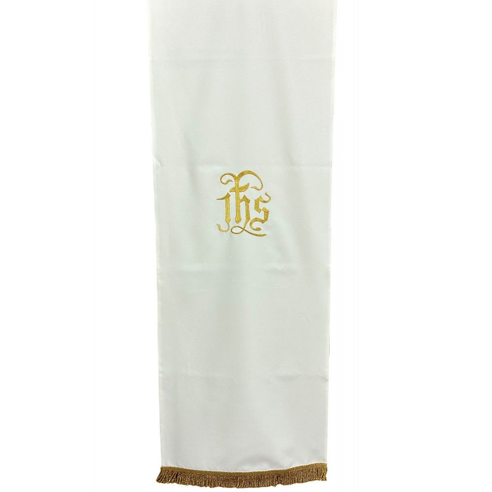 Lektorium ecru/nakrycie na ambonę z haftowanym IHS (4K) - LEKTORIA - Nowość