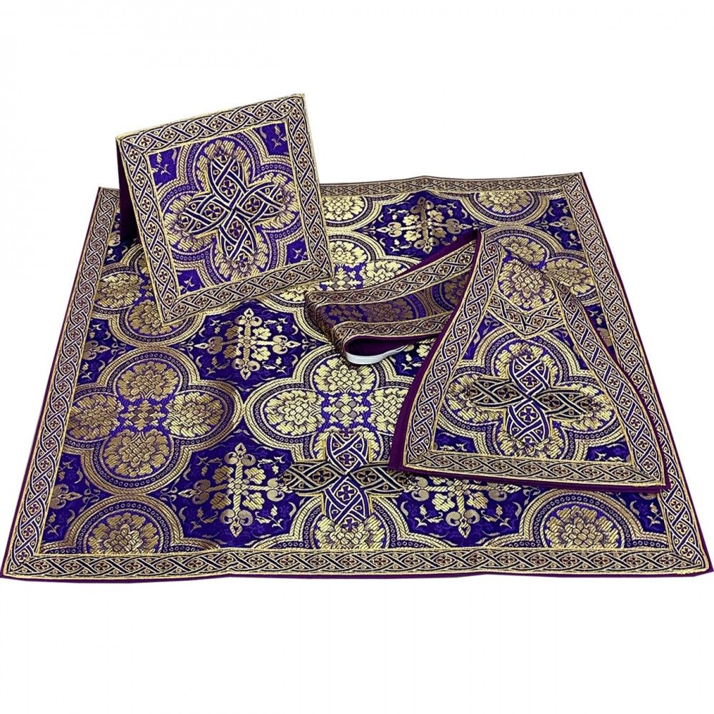 Ornat rzymski fioletowy - manipularz, bursa, welon, stuła (2K) - ORNATY NA WIELKI POST - zdjęcie 3 - Ornat rzymski fioletowy - manipularz, bursa, welon, stuła (2K)