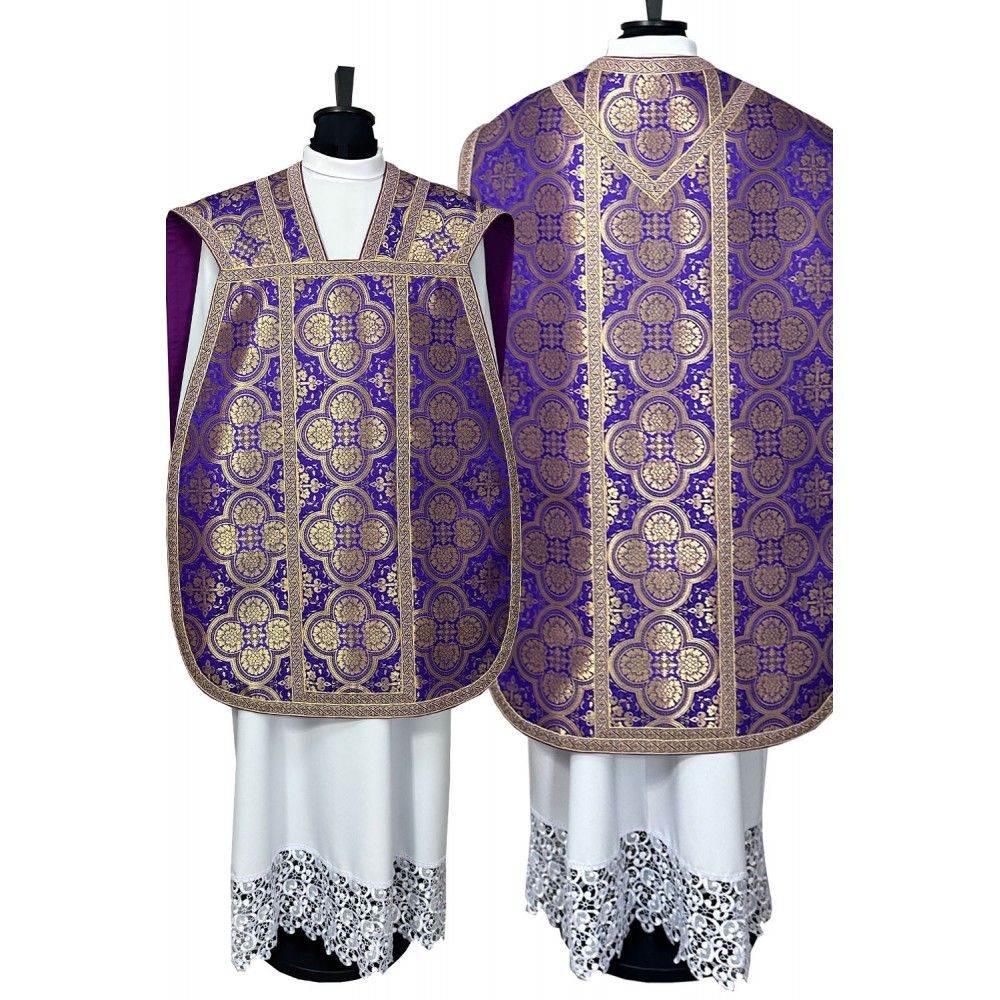 Ornat rzymski fioletowy - manipularz, bursa, welon, stuła (2K) - ORNATY NA WIELKI POST - Nowość