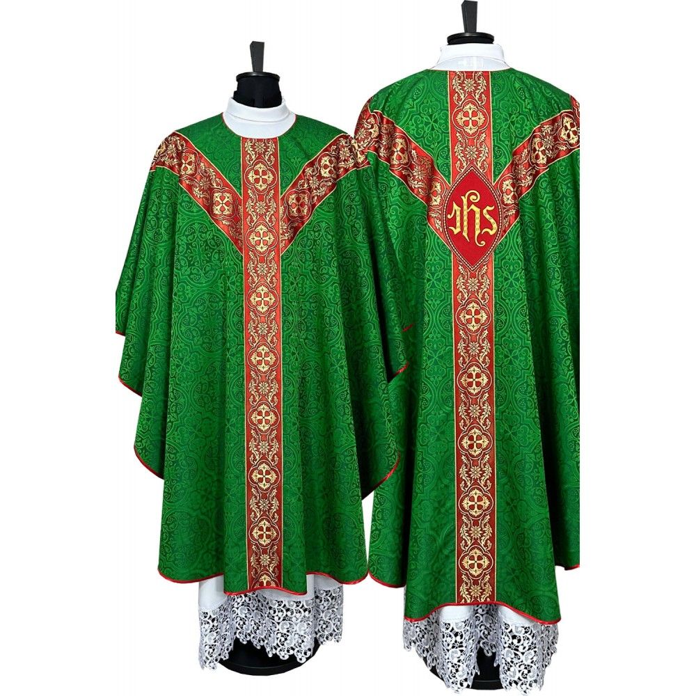 Ornat semi-gotycki zielony ze stułą kapłańską (4K) - Ornaty Semi Gotyckie - Nowość