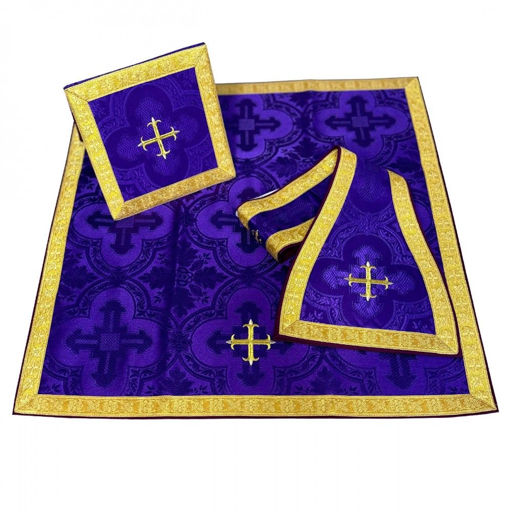 Ornat rzymski fioletowy - manipularz, bursa, welon, stuła (3K) - Ornaty rzymskie - zdjęcie 3 - Ornat rzymski fioletowy - manipularz, bursa, welon, stuła (3K)