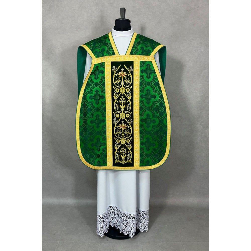 Ornat rzymski zielony - manipularz, bursa, welon, stuła (6K) - Ornaty rzymskie - zdjęcie 3 - Ornat rzymski zielony - manipularz, bursa, welon, stuła (6K)