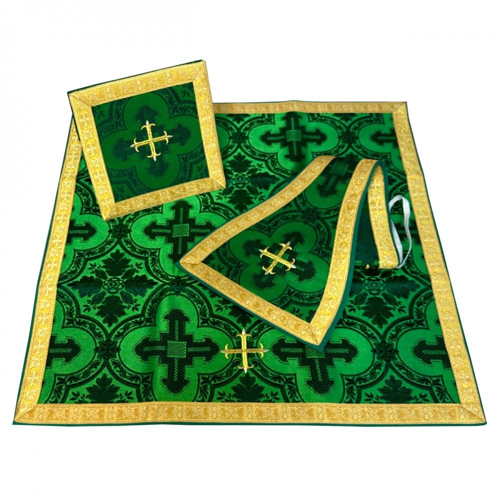 Ornat rzymski zielony - manipularz, bursa, welon, stuła (6K) - Ornaty rzymskie - zdjęcie 2 - Ornat rzymski zielony - manipularz, bursa, welon, stuła (6K)