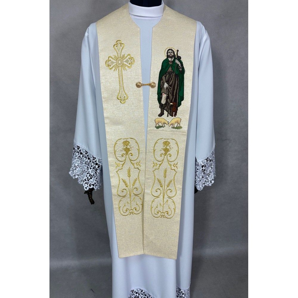 Stuła haftowana św. Roch - Z POSTACIAMI - zdjęcie 3 - Stuła haftowana św. Roch