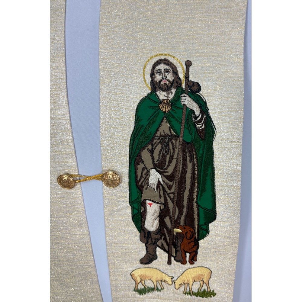 Stuła haftowana św. Roch - Z POSTACIAMI - zdjęcie 2 - Stuła haftowana św. Roch