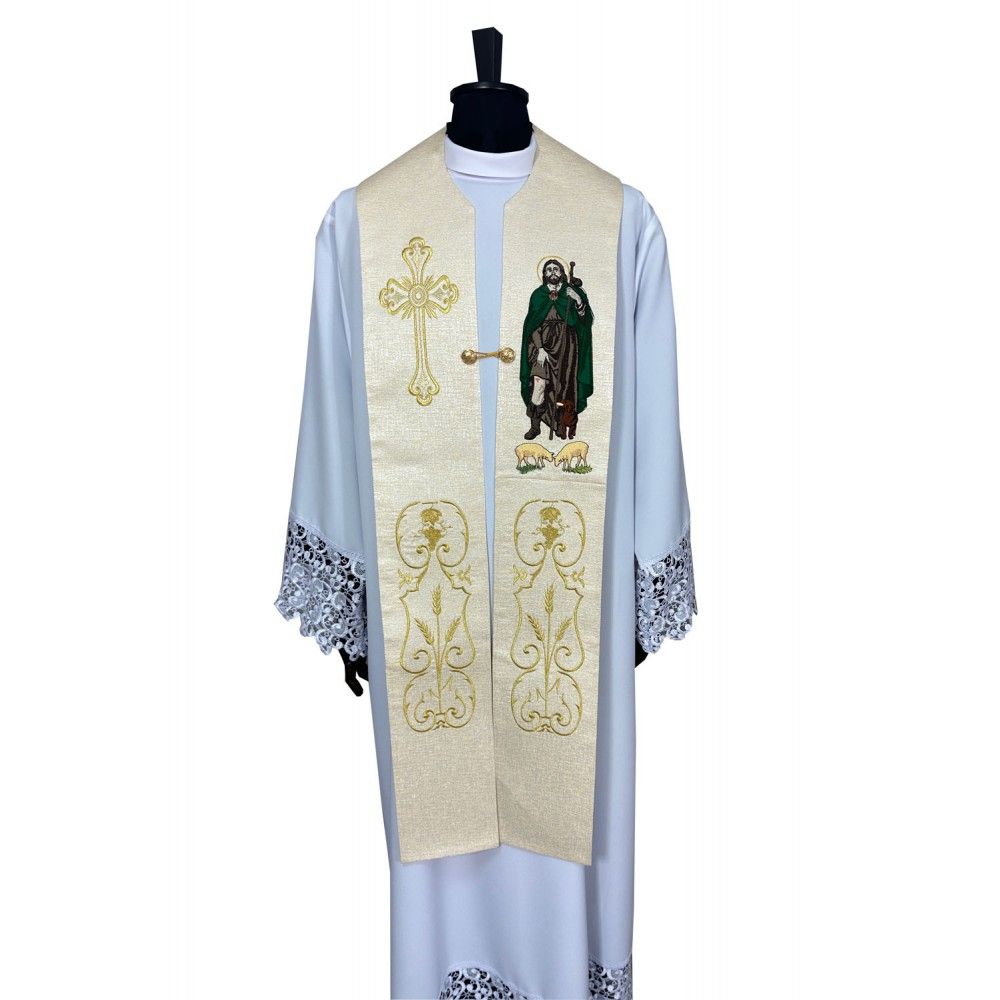 Stuła haftowana św. Roch - Z POSTACIAMI - Nowość