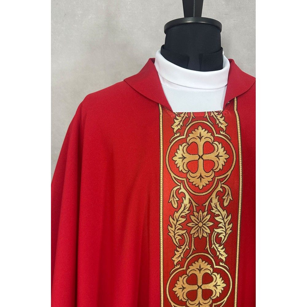 Ornat gotycki czerwony z pasami tkanymi (4K) - Ornaty do koncelebry - zdjęcie 2 - Ornat gotycki czerwony z pasami tkanymi (4K)