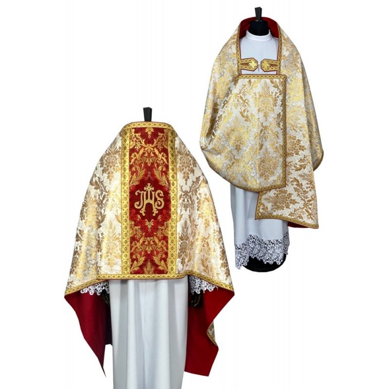 Welon liturgiczny bogato zdobiony - tkanina brokatowa (1K) - WELONY - Welon liturgiczny bogato zdobiony - tkanina brokatowa (1K)