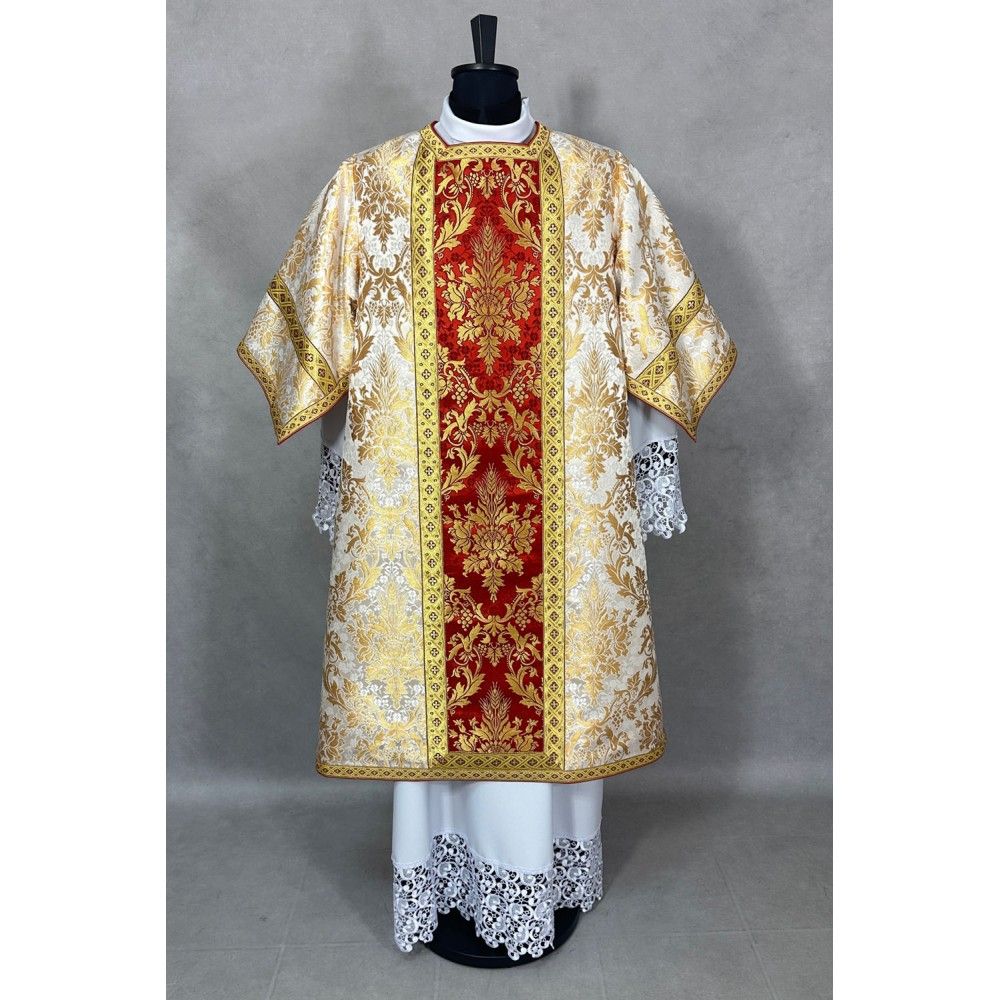 Dalmatyka rzymska,bogato zdobiona - tkanina brokatowa (3K) - DALMATYKI - zdjęcie 2 - Dalmatyka rzymska,bogato zdobiona - tkanina brokatowa (3K)