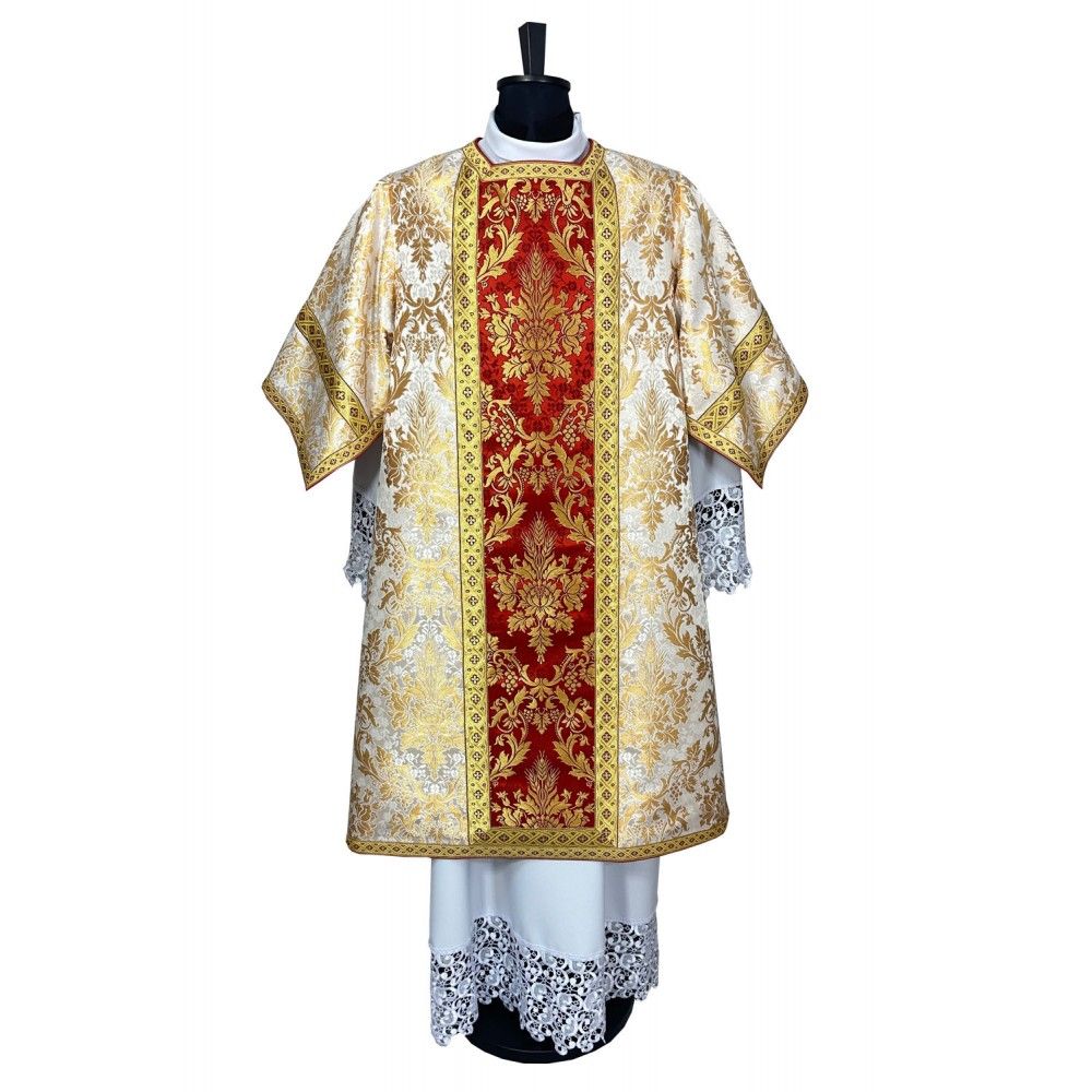 Dalmatyka rzymska,bogato zdobiona - tkanina brokatowa (3K) - DALMATYKI - Nowość