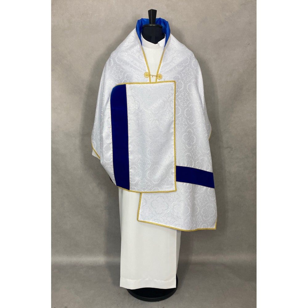 Welon liturgiczny ecru, pasy aksamit - Maryjny (30) - WELONY - zdjęcie 2 - Welon liturgiczny ecru, pasy aksamit - Maryjny (30)