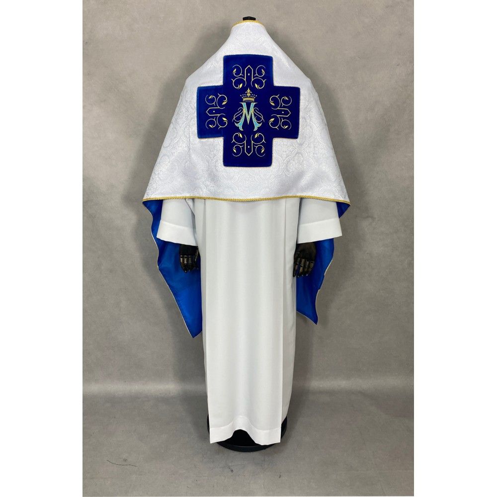 Welon liturgiczny ecru, pasy aksamit - Maryjny (30) - WELONY - zdjęcie 3 - Welon liturgiczny ecru, pasy aksamit - Maryjny (30)