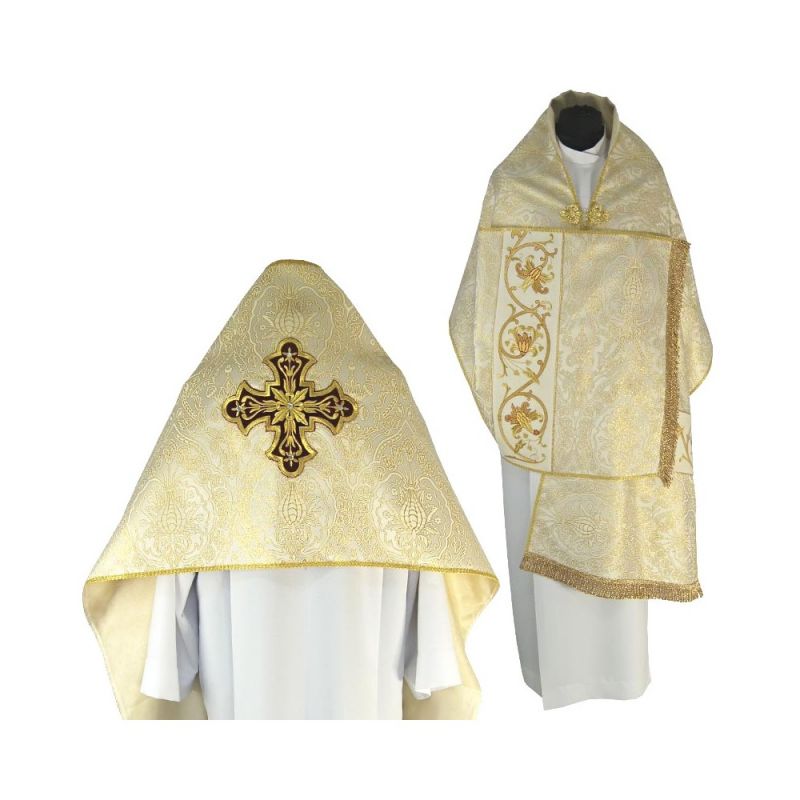 Welon liturgiczny krzyż brokat jasnozłoty - WELONY - Welon liturgiczny krzyż brokat jasnozłoty
