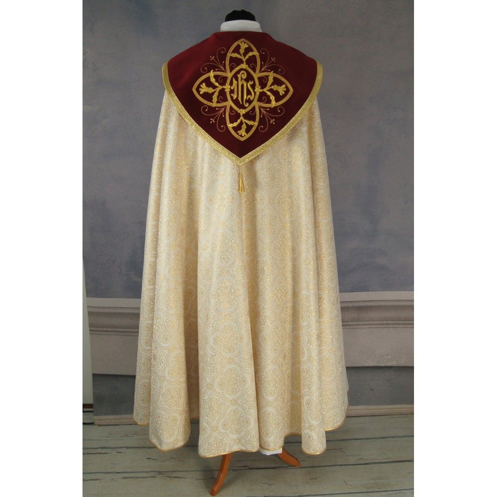 Kapa wzór gotycki - tkanina żakard (17) - KAPY LITURGICZNE - zdjęcie 2 - Kapa czerwona wzór gotycki - tkanina żakard (17)