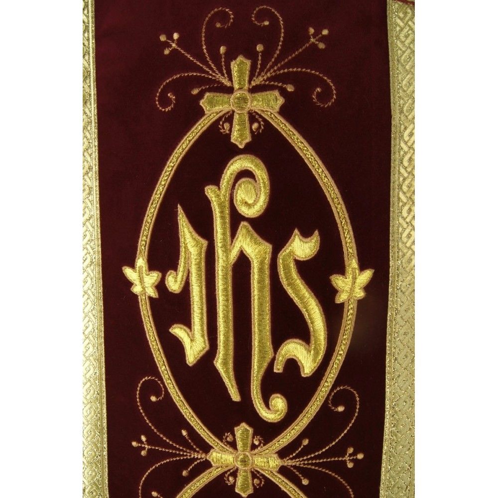 Kapa wzór gotycki - tkanina żakard (17) - KAPY LITURGICZNE - zdjęcie 3 - Kapa czerwona wzór gotycki - tkanina żakard (17)