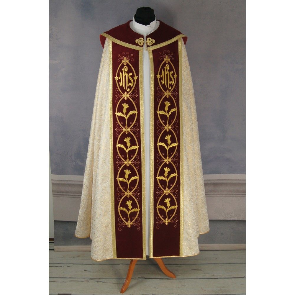 Kapa wzór gotycki - tkanina żakard (17) - KAPY LITURGICZNE - zdjęcie 4 - Kapa czerwona wzór gotycki - tkanina żakard (17)