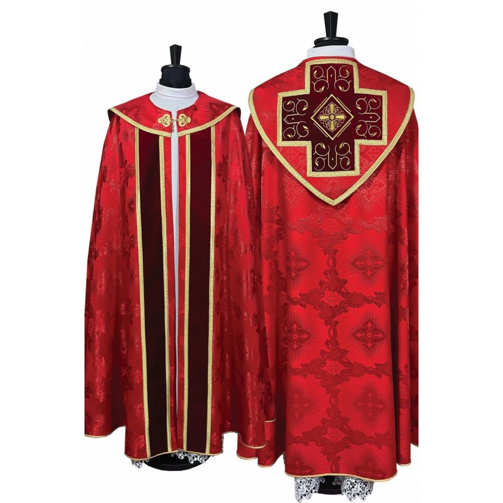 Kapa haftowana wzór gotycki - czerwona (85) - KAPY LITURGICZNE - Nowość