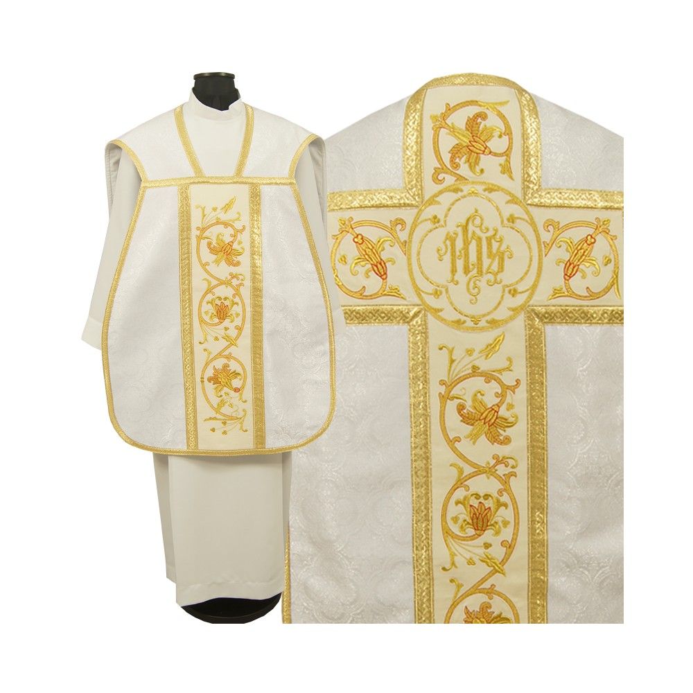 Ornat rzymski IHS - kolory liturgiczne, żakard (35) - Ornaty rzymskie - zdjęcie 10 - Ornat rzymski IHS - kolory liturgiczne, żakard (34)