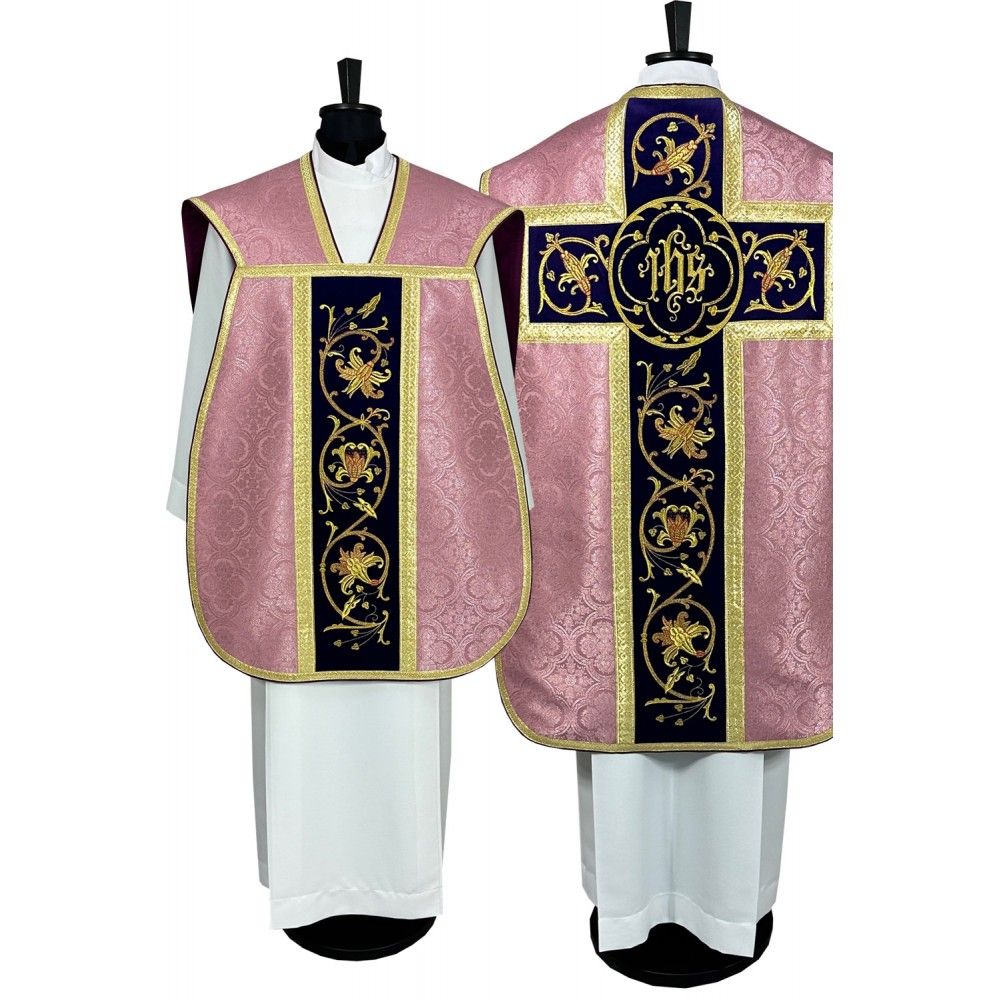 Ornat rzymski IHS - kolory liturgiczne, żakard (35) - Ornaty rzymskie - zdjęcie 14 - Ornat rzymski IHS - kolory liturgiczne, żakard (34)