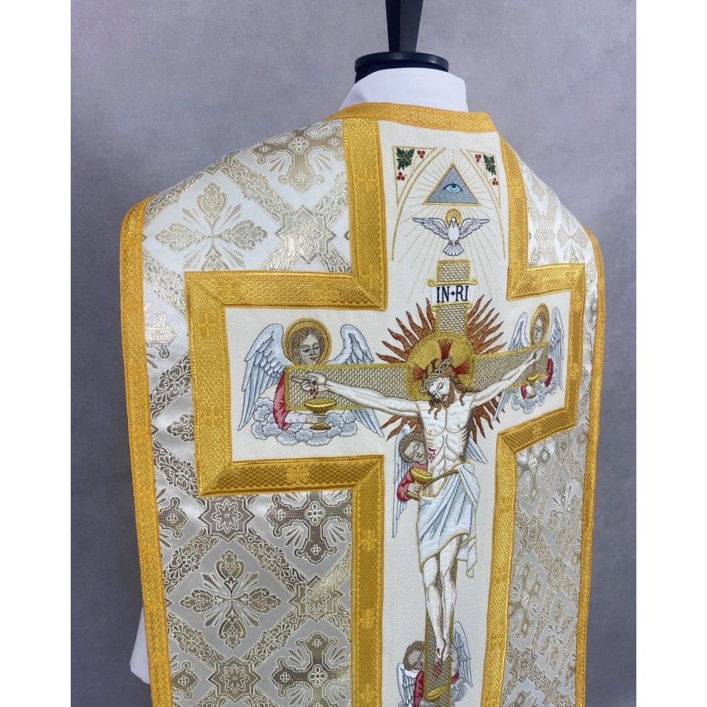 Ornat Rzymski z Manipularzem, Bursą i Welonem na kielich (14) - ORNATY NA WIELKI POST - zdjęcie 4 - Ornat Rzymski z Manipularzem, Bursą i Welonem na kielich (14)