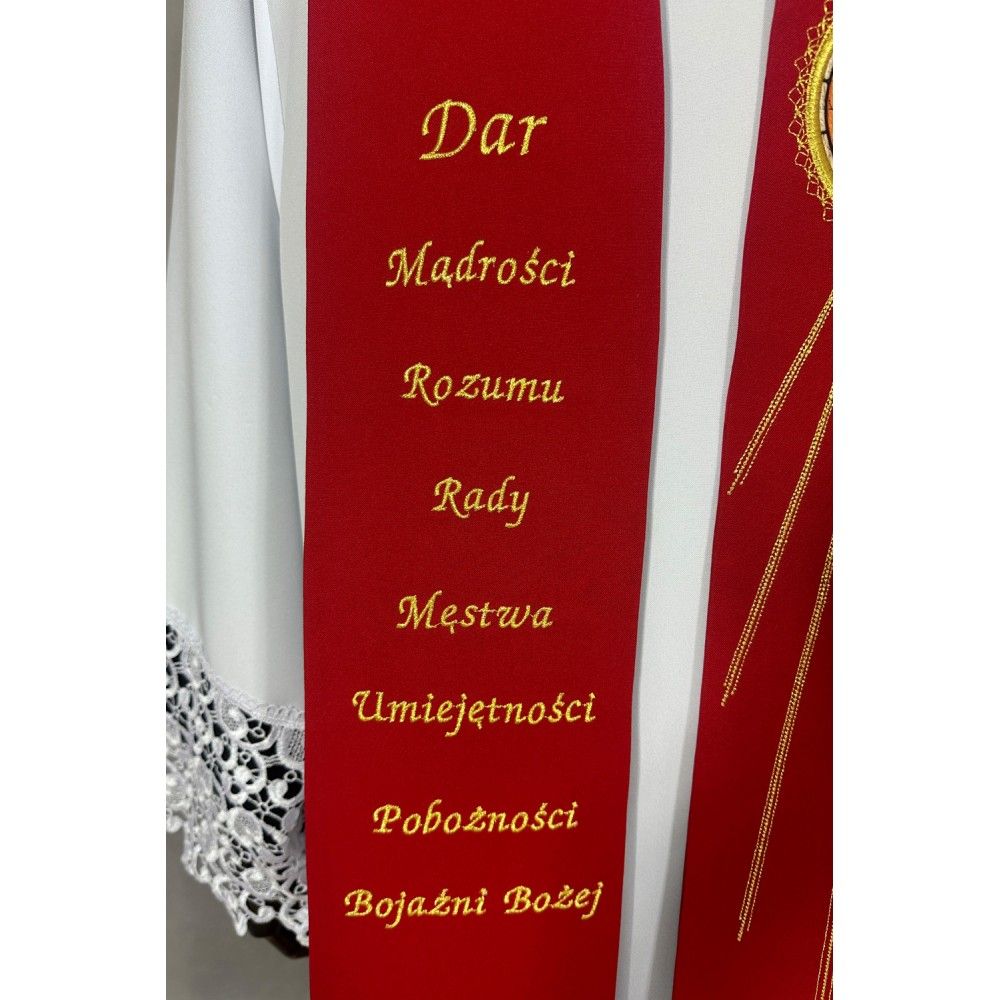 Stuła haftowana - Dary Ducha Świętego - Z POSTACIAMI - zdjęcie 2 - Stuła haftowana - Dary Ducha Świętego