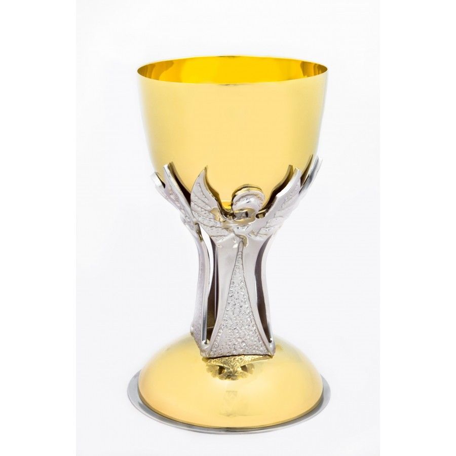 Kielich z ozdobnymi aniołami, pozłacany, mosiężny (1S) - KIELICHY MSZALNE - Nowość