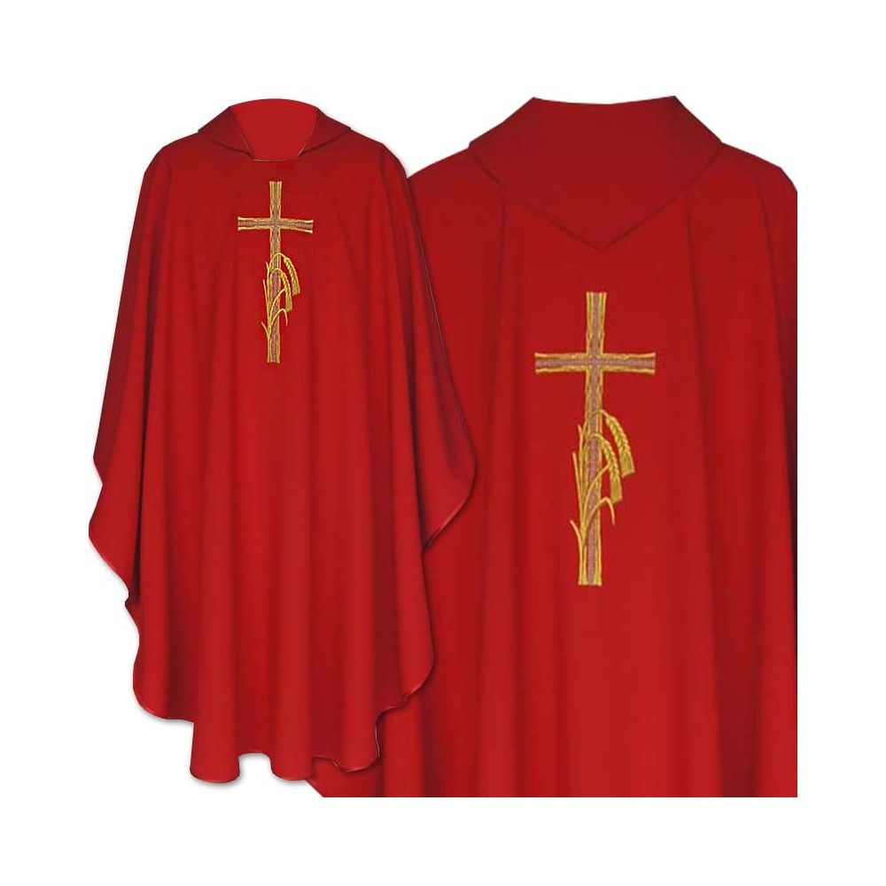 Ornat krzyż + kłosy (kolory liturgiczne) - Ornaty haftowane - zdjęcie 5 - Ornat krzyż + kłosy (kolory liturgiczne)