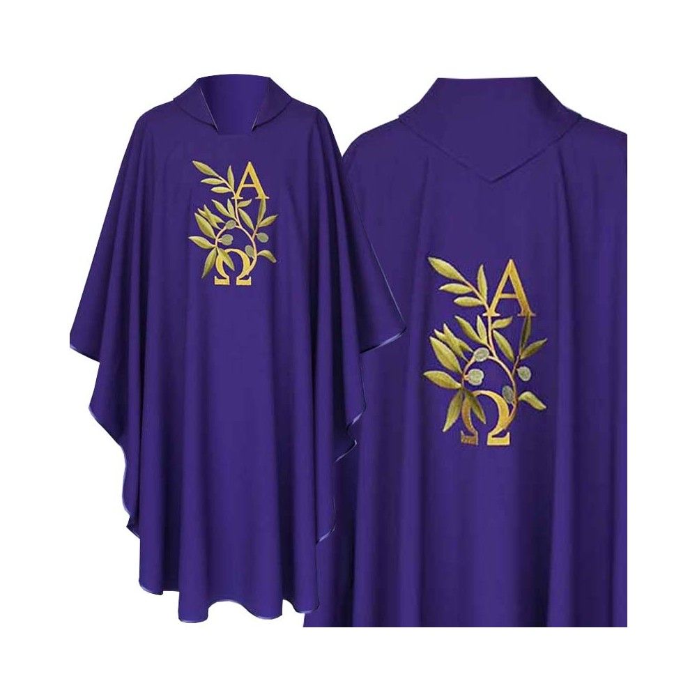 Ornat Alfa Omega+kłosy (kolory liturgiczne) - Ornaty haftowane - Nowość