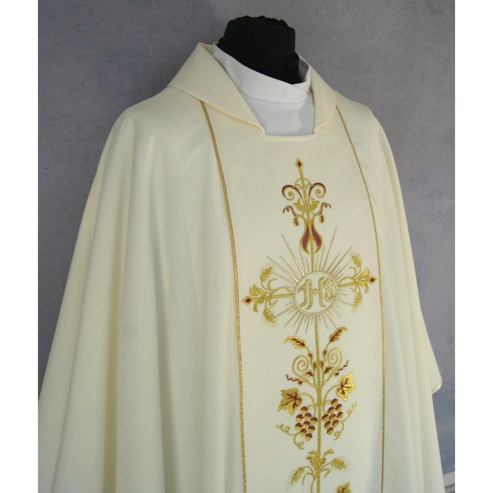 Ornat gotycki IHS - kolory liturgiczne (1) - Ornaty haftowane - zdjęcie 5 - Ornat gotycki IHS (1)