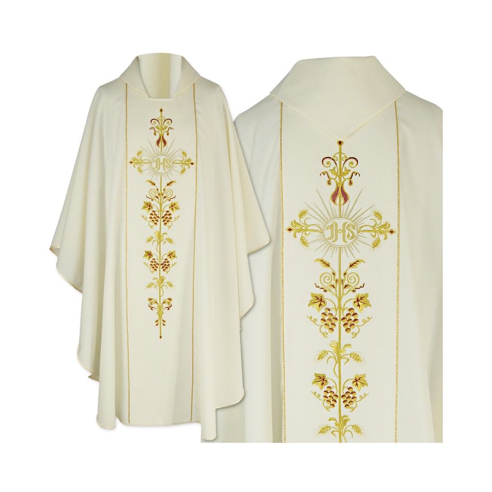 Ornat gotycki IHS - kolory liturgiczne (1) - Ornaty haftowane - zdjęcie 6 - Ornat gotycki IHS (1)