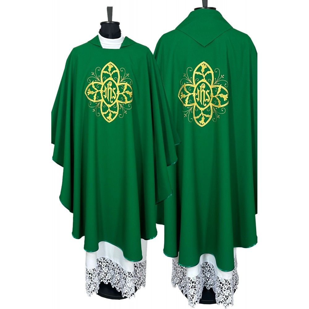 Ornat gotycki IHS- kolory liturgiczne (7) - Ornaty haftowane - zdjęcie 4 - Ornat gotycki IHS- kolory liturgiczne (7)