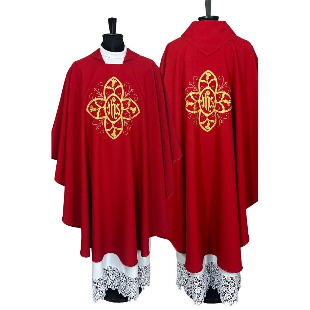 Ornat gotycki IHS- kolory liturgiczne (7) - Ornaty haftowane - zdjęcie 2 - Ornat gotycki IHS- kolory liturgiczne (7)