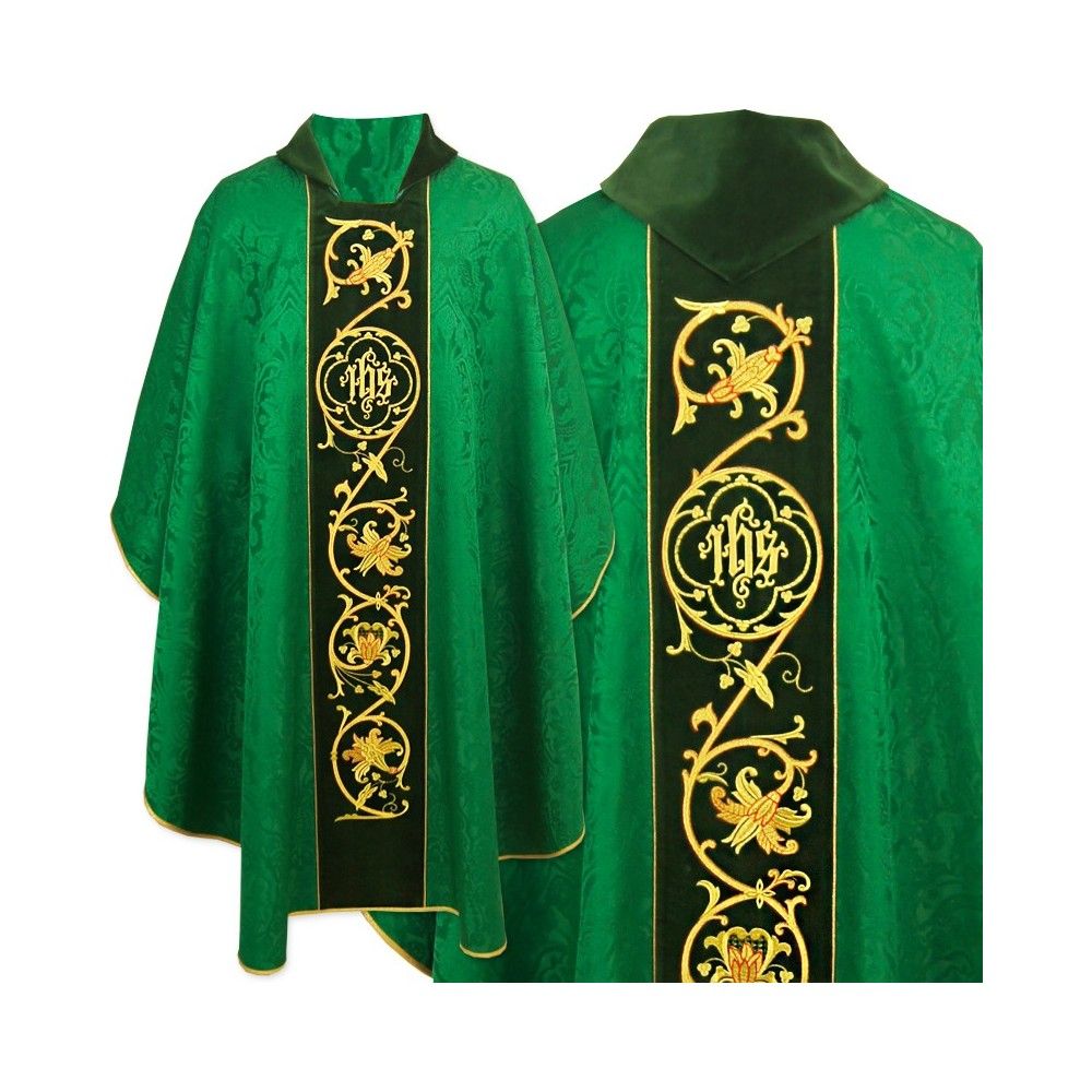 Ornat gotycki IHS - kolory liturgiczne (12) - Ornaty haftowane - zdjęcie 2 - Ornat gotycki IHS - kolory liturgiczne (12)