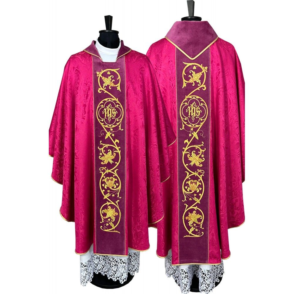 Ornat gotycki IHS - kolory liturgiczne (12) - Ornaty haftowane - zdjęcie 3 - Ornat gotycki IHS - kolory liturgiczne (12)