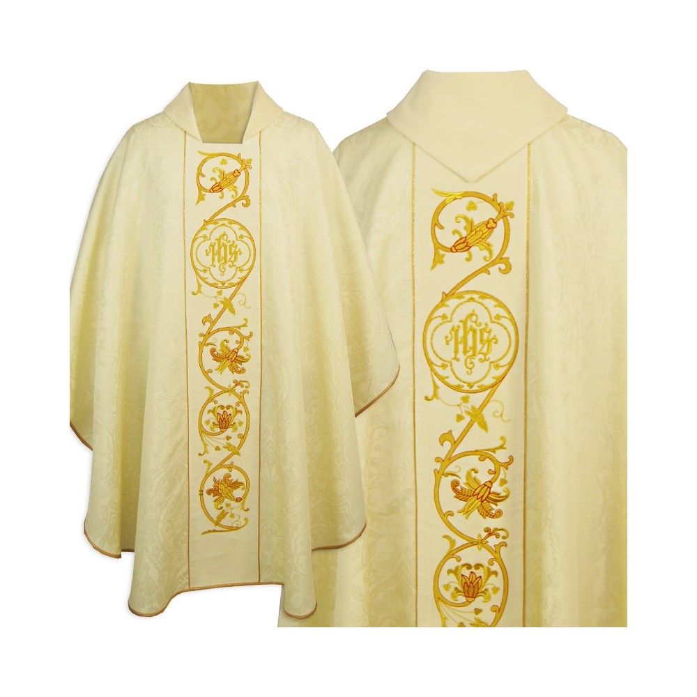 Ornat gotycki IHS - kolory liturgiczne (12) - Ornaty haftowane - zdjęcie 4 - Ornat gotycki IHS - kolory liturgiczne (12)