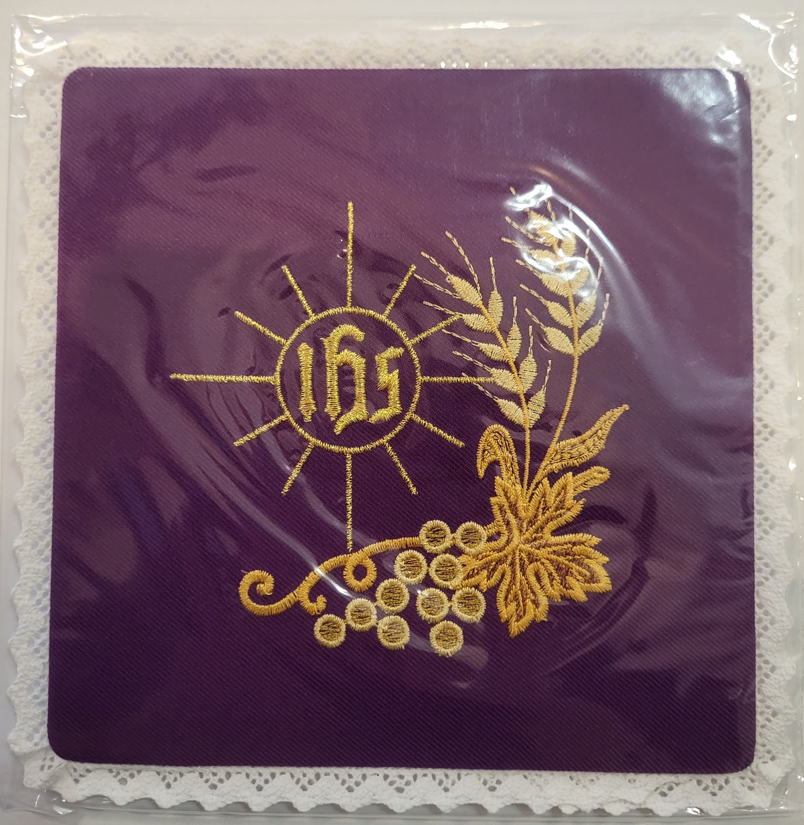 Palka haftowana, IHS- fioletowa (2A) - BIELIZNA KIELICHOWA - Nowość