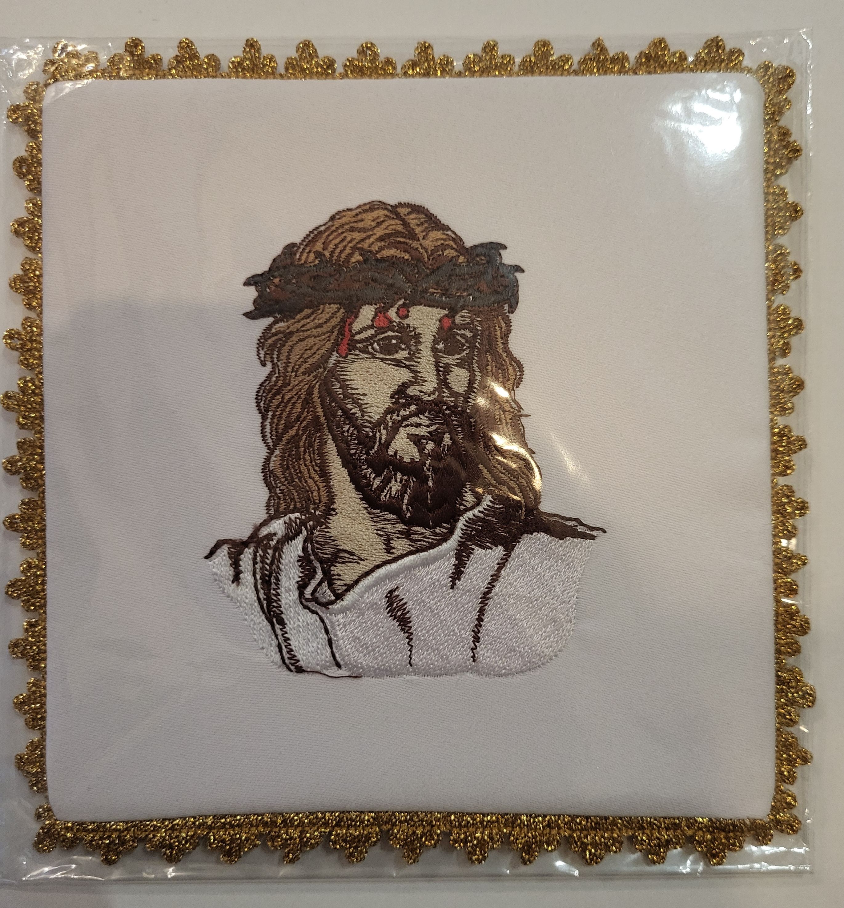 Palka haftowana - Chrystus w kornie cierniowej (1M) - BIELIZNA KIELICHOWA - Nowość