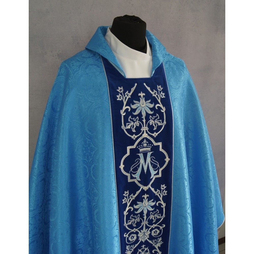 Ornat haftowany Maryjny niebieski (27) - Ornaty Maryjne - zdjęcie 2 - Ornat haftowany Maryjny niebieski (27)