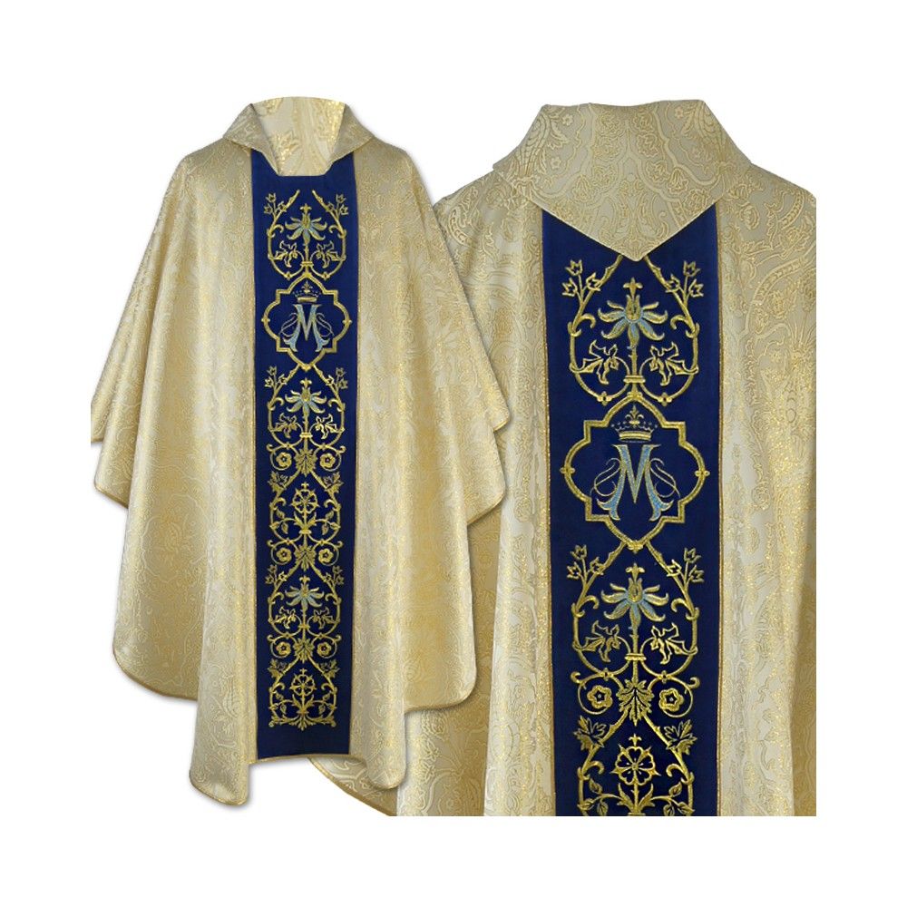Ornat haftowany Maryjny złoty, pas niebieski (33) - Ornaty Maryjne - Nowość