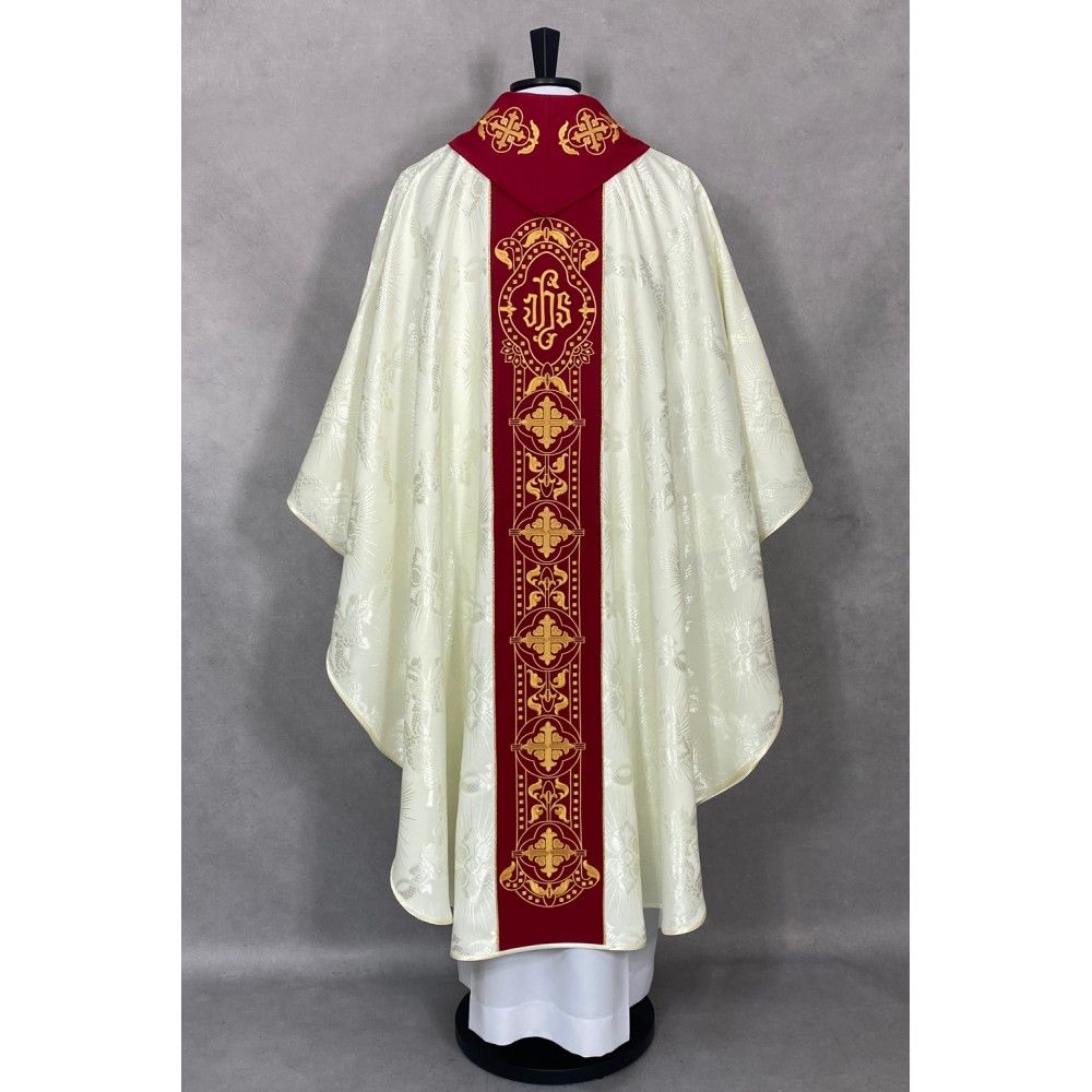 Ornat gotycki, materiał żakard, ecru (66) - Ornaty białe/ ecru - zdjęcie 3 - Ornat gotycki, materiał żakard, ecru (66)