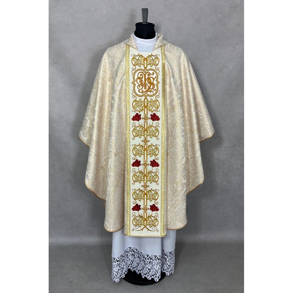 Ornat gotycki brokatowy, haftowany pas (50) - SZATY LITURGICZNE - zdjęcie 2 - Ornat gotycki brokatowy, haftowany pas (50)