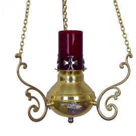 Lampa wieczna, elektryczna, elementy niklowane - wys. 75 cm, szer. 18 cm (S2) - LAMPKI WIECZNE