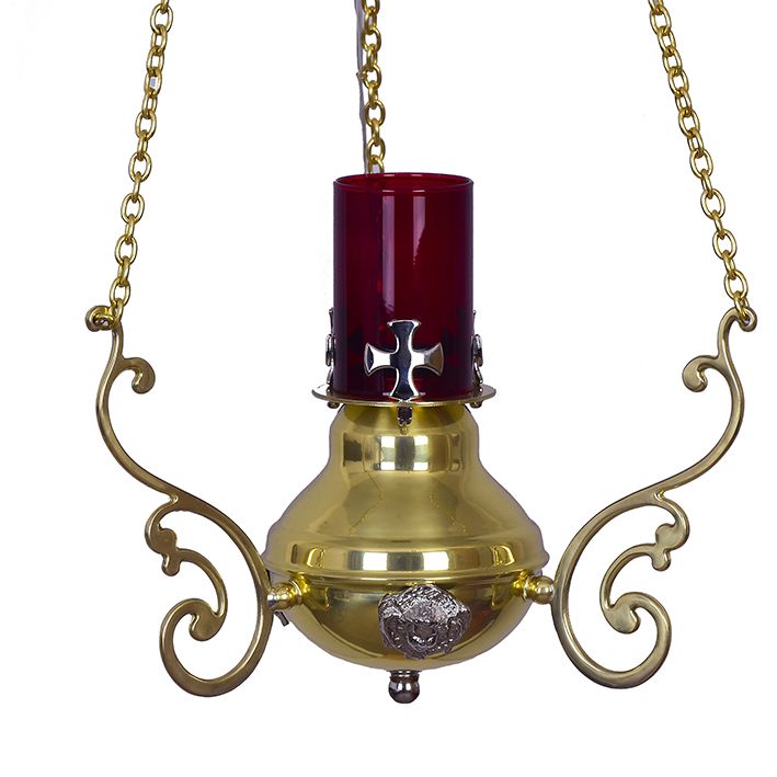 Lampa wieczna, elektryczna, elementy niklowane - wys. 75 cm, szer. 18 cm (S2) - LAMPKI WIECZNE - Nowość