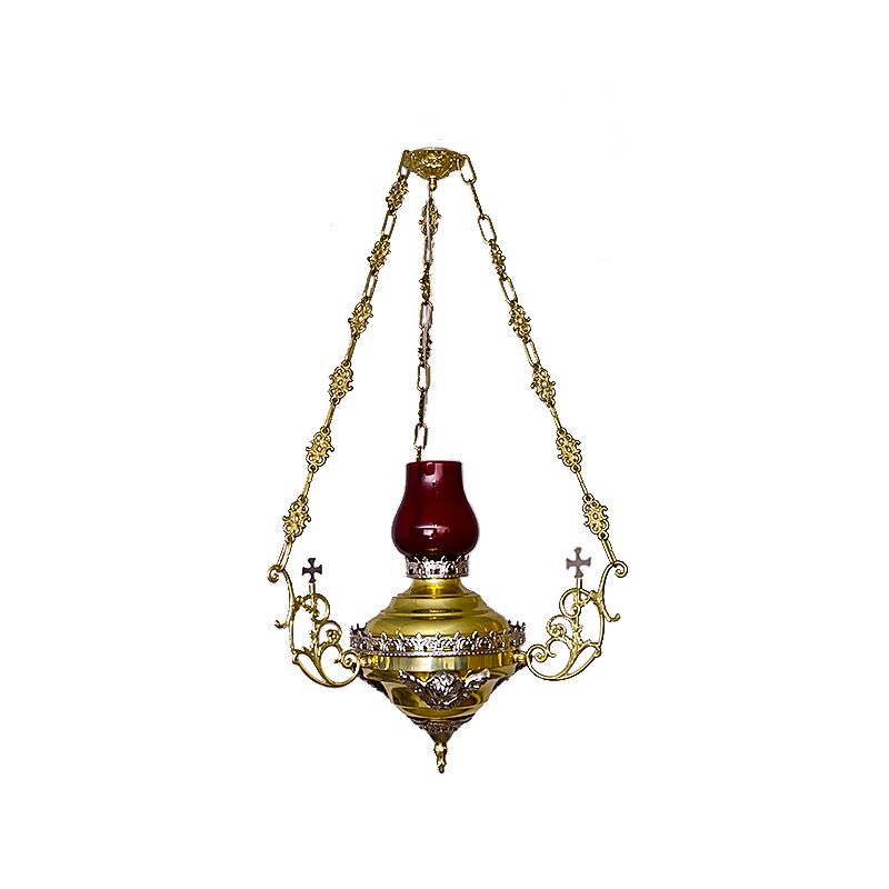 Lampa wieczna, elektryczna, elementy niklowane - wys. 90 cm, szer. 41 cm (S5) - LAMPKI WIECZNE - Lampa wieczna, elektryczna, elementy niklowane - wys. 90 cm, szer. 41 cm (S5)