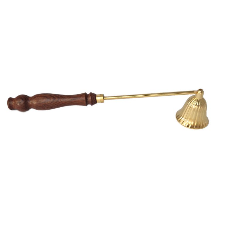 Gasidło do świec z drewnianą rączką 25 cm - złote - ŚWIECZNIKI / LICHTARZE - Gasidło do świec z drewnianą rączką 25 cm - złote