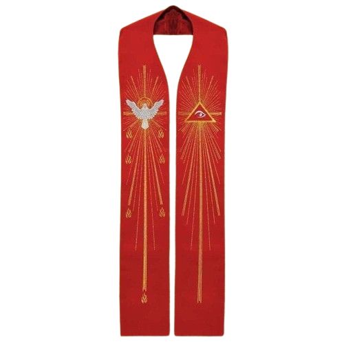 Stuła z Duchem Świętym - czerwona haftowana (2) - SAKRAMENT BIERZMOWANIA - Nowość